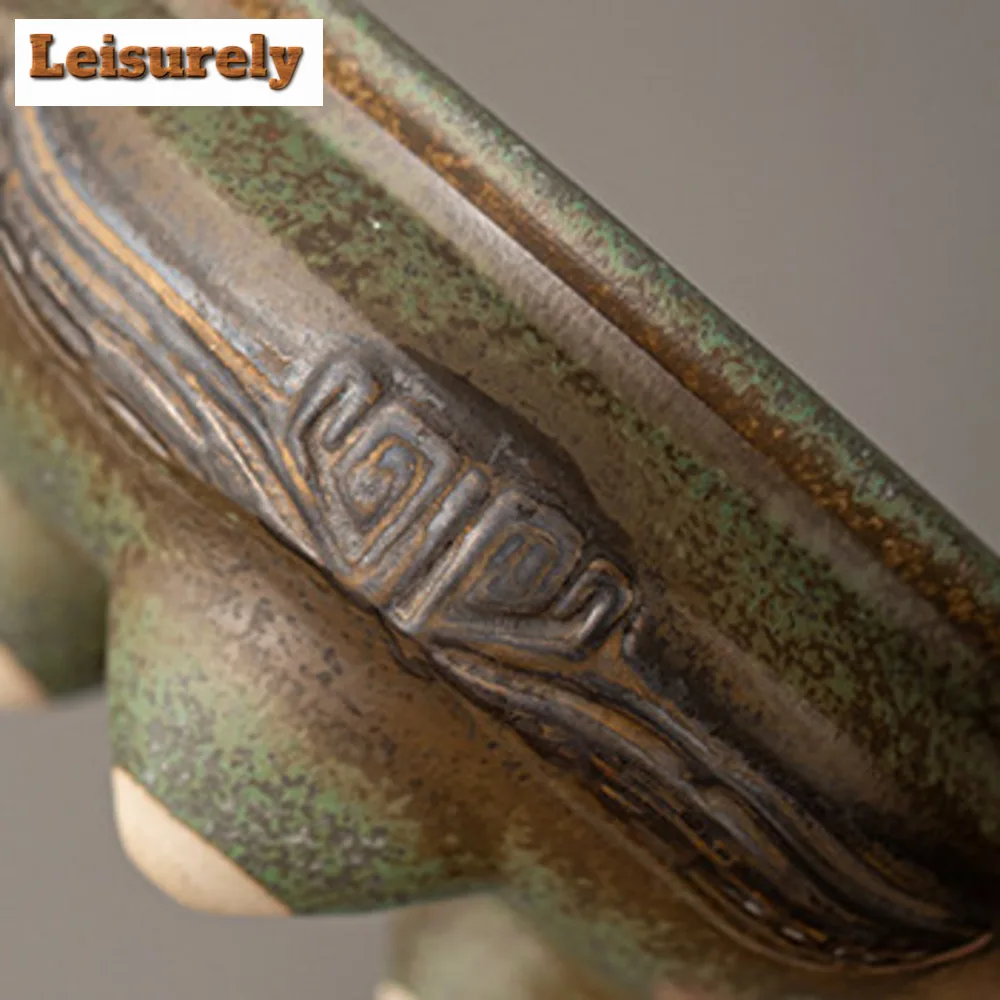 Antique Kiln Change Green Field Incense Stove Treasure Bowl Line Aromatherapy Furnace Consecrate Buddha Triangle Holder Ornament