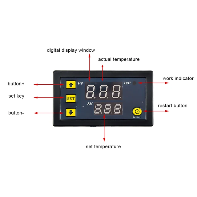 W3230 DC12V/24V AC10-220V Probe Line 20A Digital Temperature Control LED Display Thermostat with Heat/Cooling Control Instrument 3