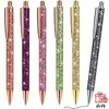 6pcs Bling Diamond Metal Pens For Home School Office, Gift Pens Glitter Ballpoint Pens With Retractable Writing Black Ink Medium 1