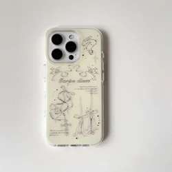 Retro Graffiti Bow Love Heart Kawaii Phone Case - Creative Y2K Double Layer Cover - iPhone 12 Pro Max (Case no Glitter)