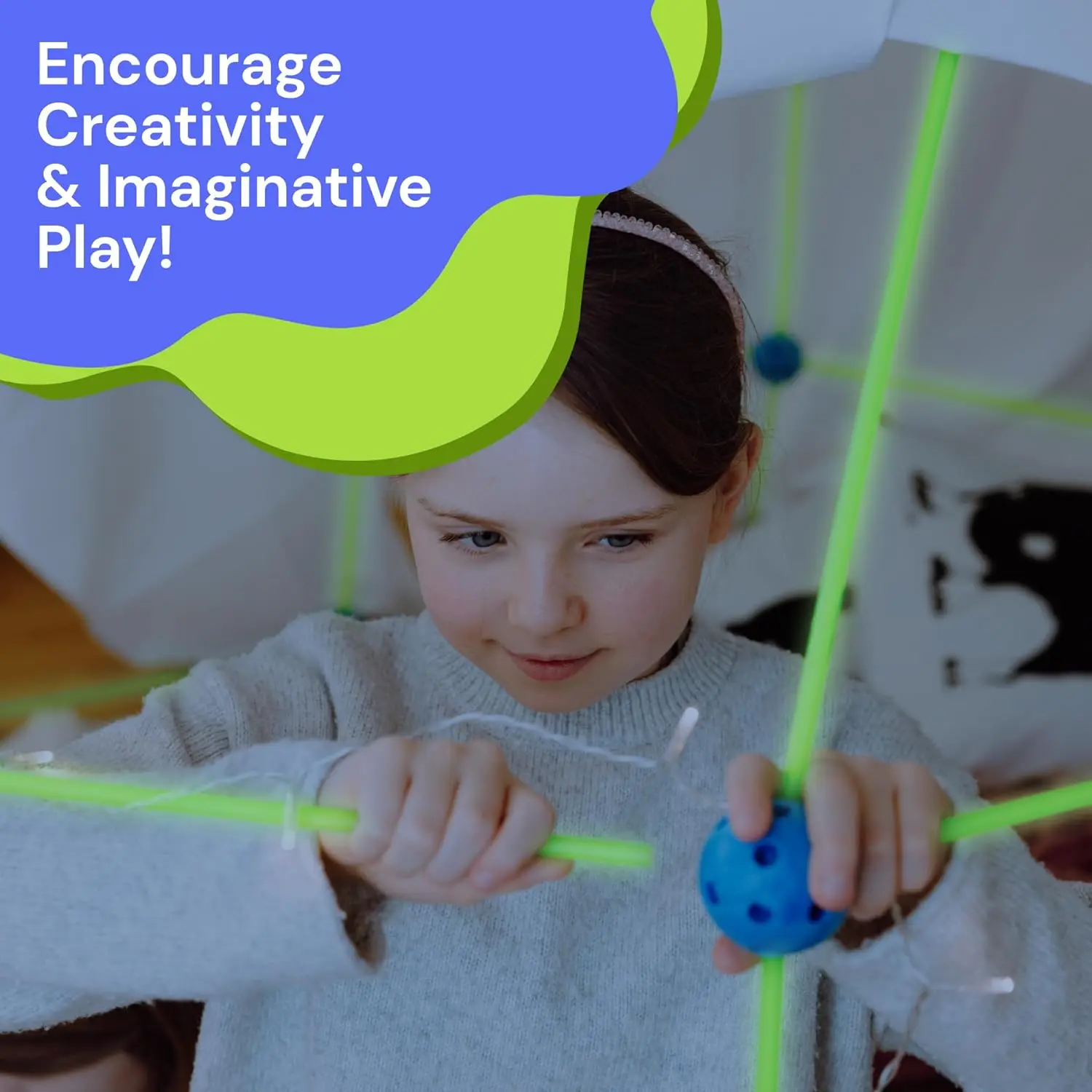 مجموعة خيمة لعب للأطفال ، تتوهج في الظلام ، مجموعة إبداعية للنشاط الداخلي والخارجي ، ألعاب بناء الساق هدية