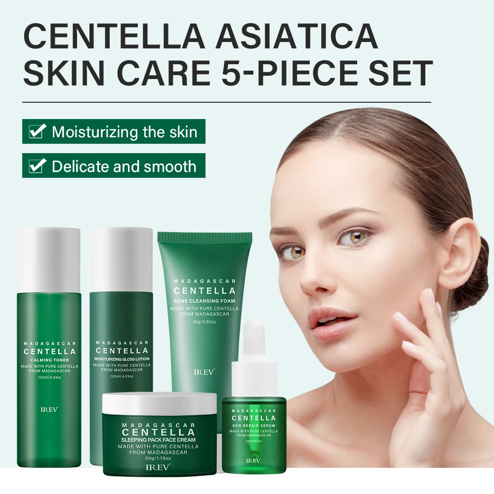 5PCS Centella Skin Care Set Facial Skin Care Cosmetics Set Centella Water Milk Whitening Anti-Aging Full Of Skin Care Products