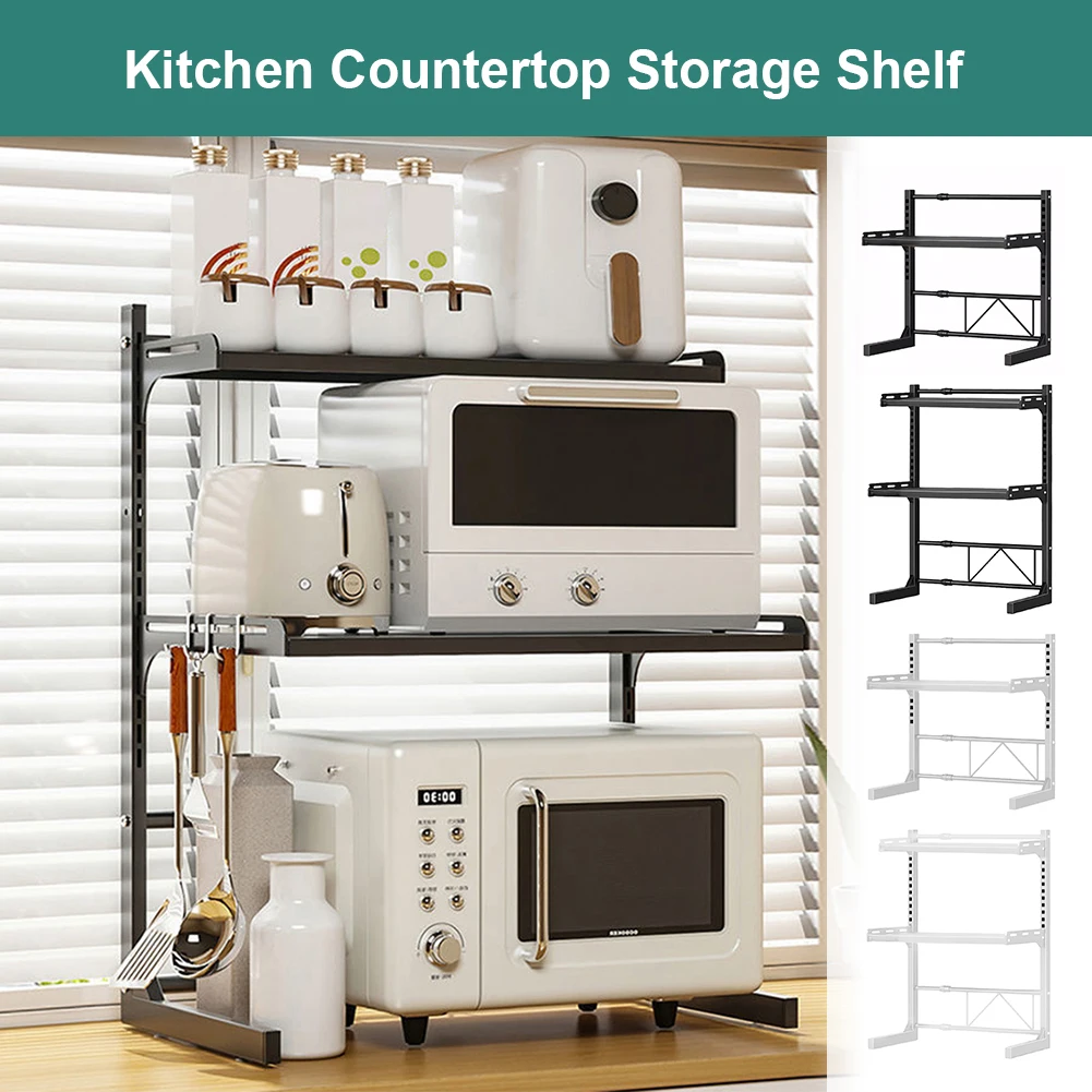 2/3 Tier Extendable Microwave Stand Heavy Duty Microwave Oven Rack Height Adjustable Over Microwave Shelf for Kitchen Countertop