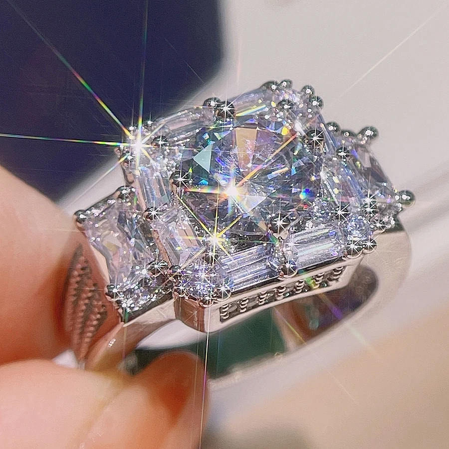 

2022 New Princess Square Zircon Engagement Rings For Women Simple Luxury Jewelry Wholesale Fashion Christma Gift Drop Shipping