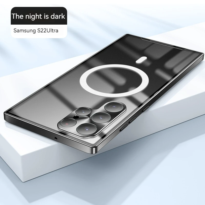Metal Magnetic Case For Samsung Galaxy 22 Ultra 23 24 Plus Ultra  Anti Drop Shock-absorbing Full Package Glass Lens Phone Case