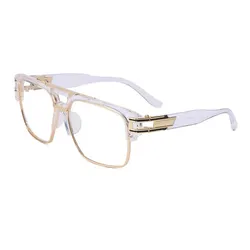 Chic Retro Square Frame Sunglasses with Transparent Design (White)
