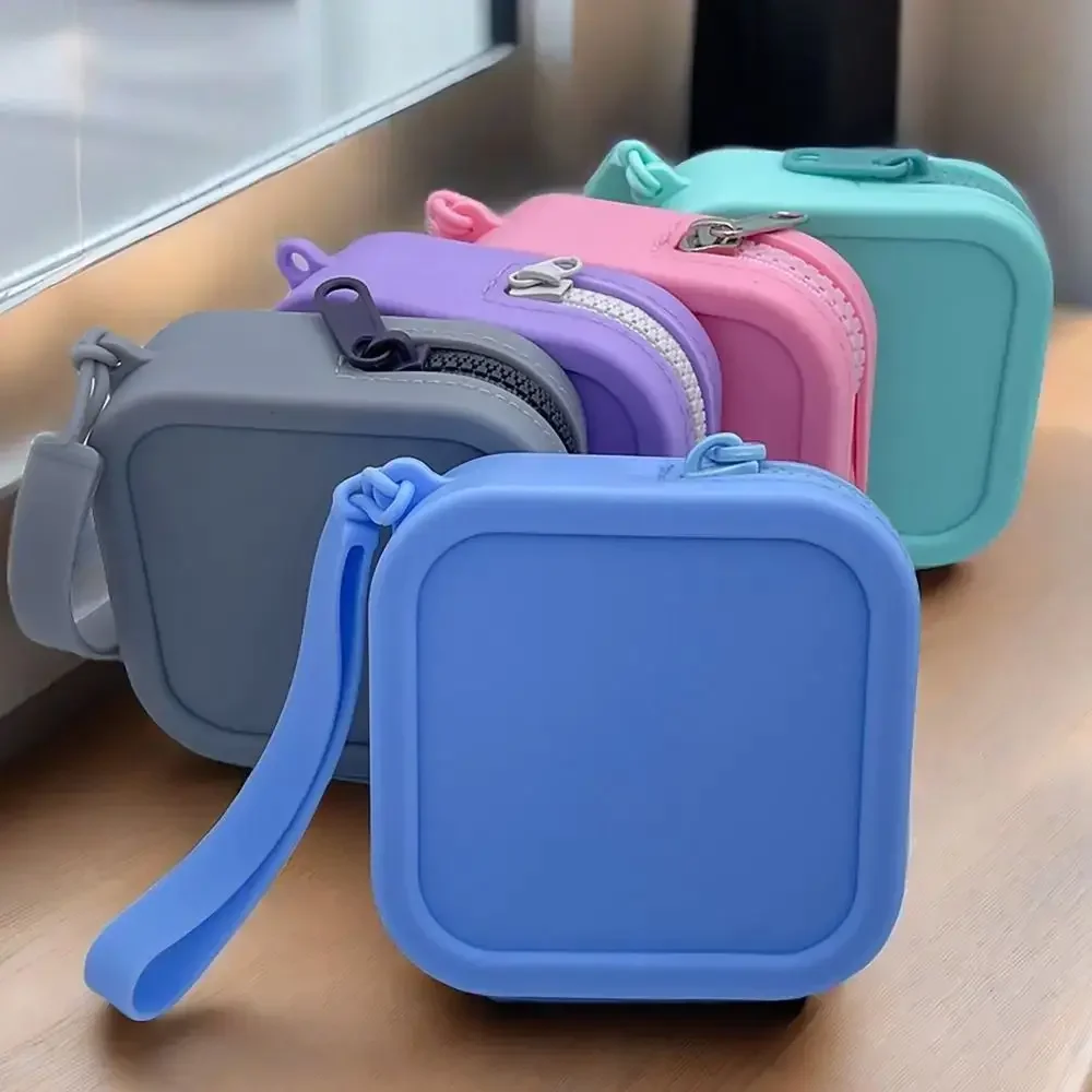 Waterproof Mini Zipper Square Coin Purse Silicone Travel Organizer Pouch Small Cosmetic Bag Earphone Bag coin purse coin wallet change bag women wallet card wallet cosmetic bag earbuds storage bag
