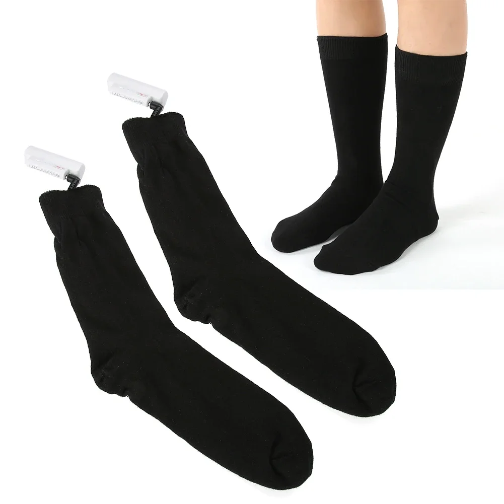 Heated Socks 3 Temperatures Outdoor Warm Winter Socks Rechargeable Battery Thickening Cotton Super Comfortable Black Men & Women