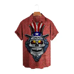 Chemise hawaïenne pour homme et femme, haut surdimensionné à manches courtes, imprimé en 3d, motif de drapeau américain, respirant 