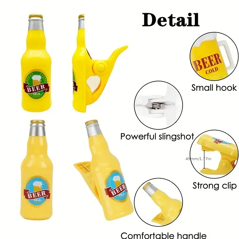2pcs Beach Towel Clip, Crocodile, Beer Bottle, Clownfish Leisure Chair Towel Clamp, Large Plastic Clothes Clip 4