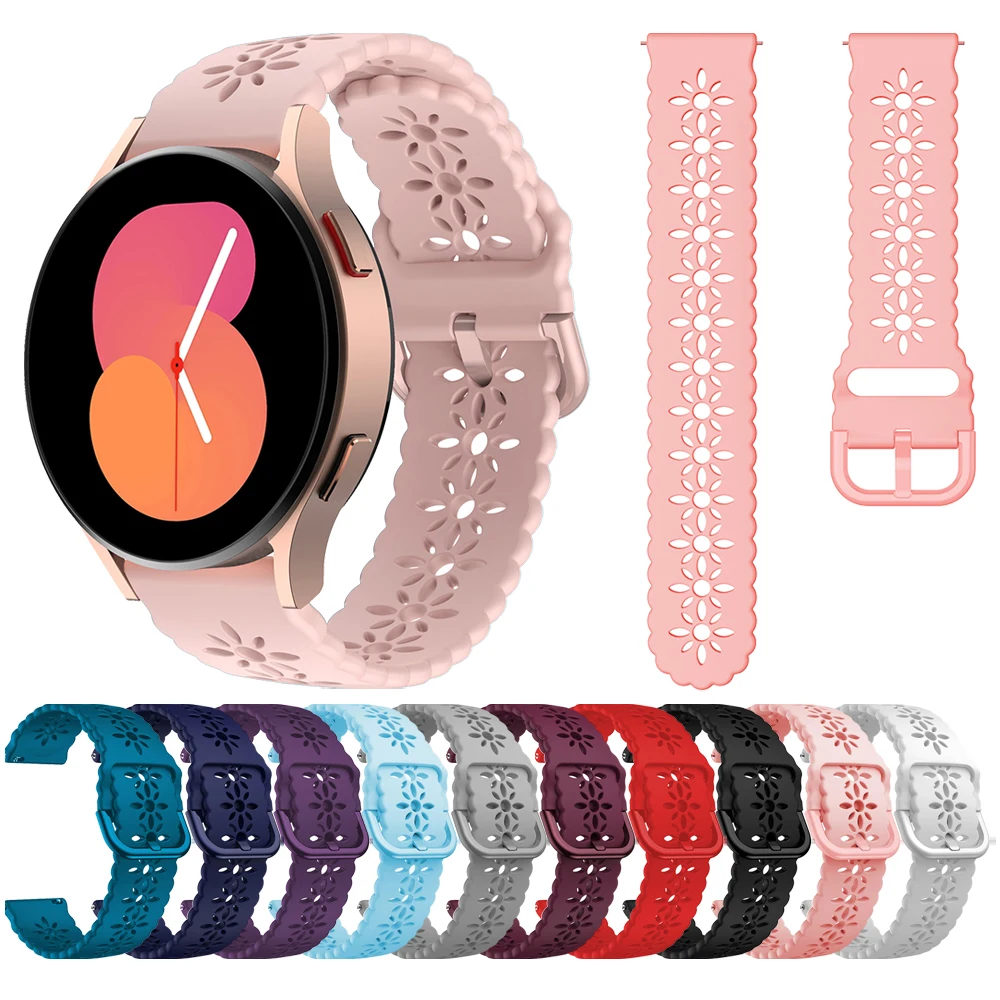 20mm Replacement Band For Samsung Galaxy Watch 5 44mm 40mm Pro 45mm/Active 2/Galaxy Watch 4 Lace Silicone Strap For Women Girls_voghion.com