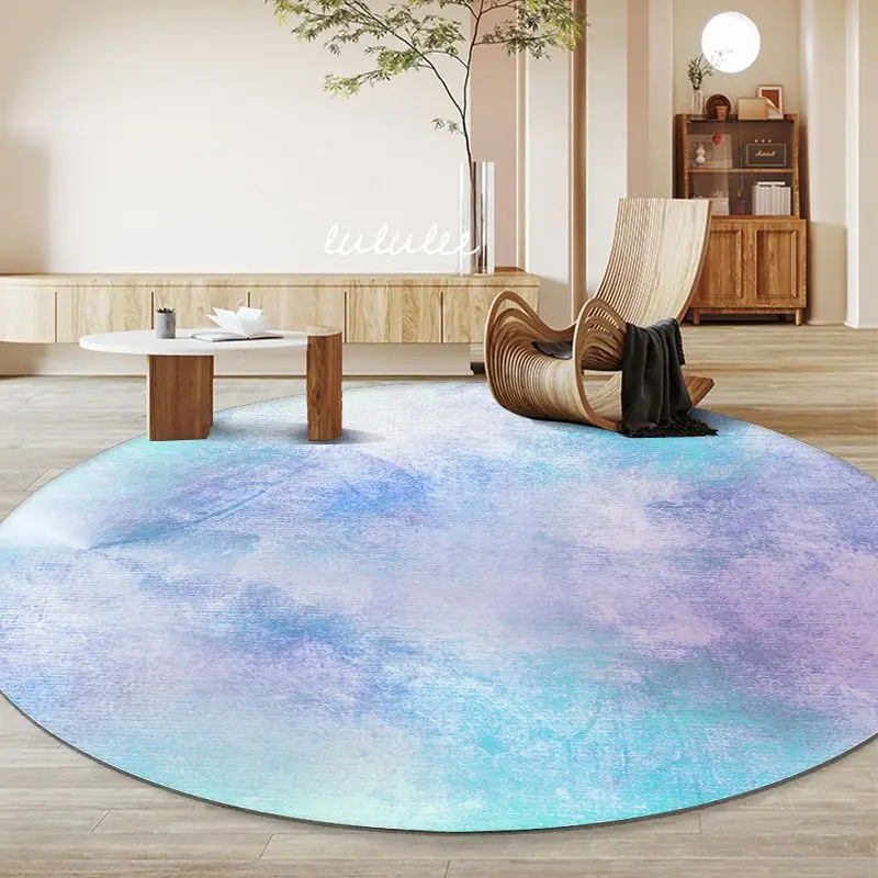 Simple Gradient Style Round Rugs Rustic Art Fresh Fashion Decorative Carpets for Living Room Bedroom Lounge Checkroom Mats 3