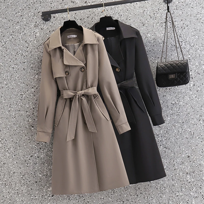 

Fashion Double-breasted Windbreaker British coat Woman 2022 New Spring Autumn Trench Coats For Women's Clothing BD625