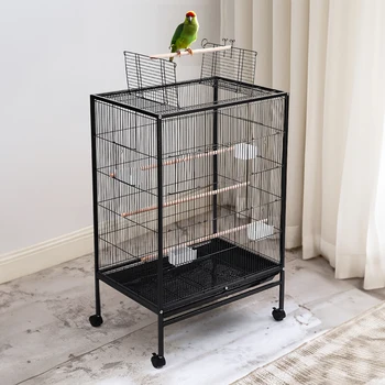 Voltsify Open Play Top Metal Pet Bird Cage with Casters & Feeders, 45cm W x 63.5cm D x 94cm H