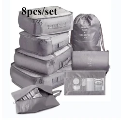 Deluxe 8 - Piece Travel Packing Cube and Organizer Bag Set - 8pcs (DARK GRAY)