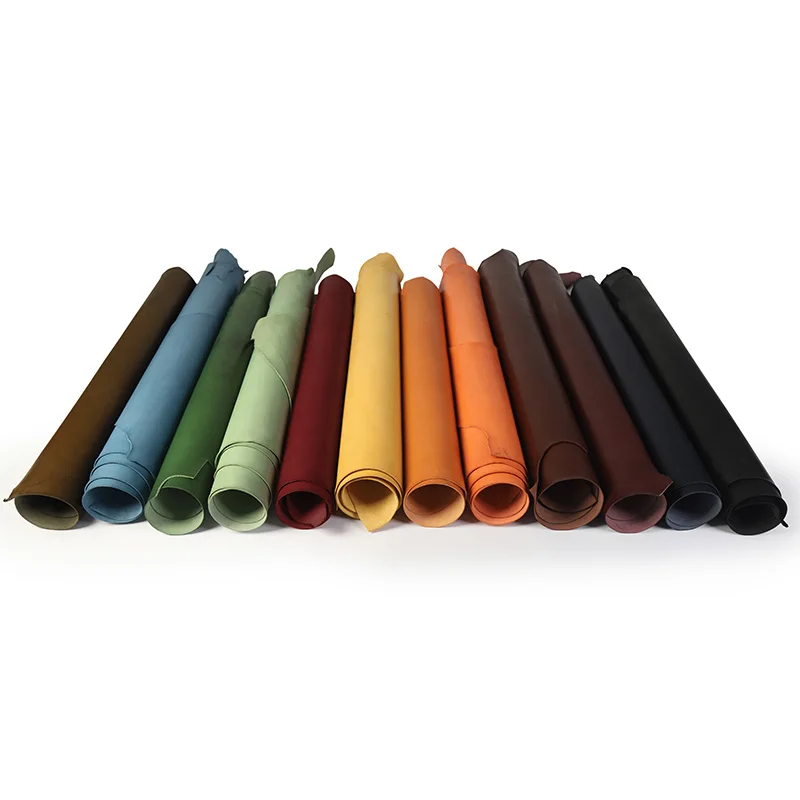 WUTA 13x26cm Full grain cowhide waxed bull vegetable tanned leather piece DIY genuine leather material 12Color available leather material