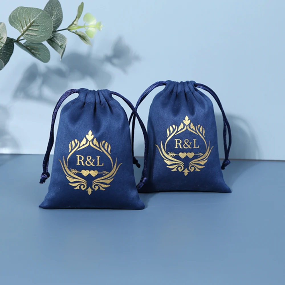 100 bulk Personalized Logo Print Drawstring Bags Velvet Jewelry Packaging Pouches Rings Earring Bracelet Tarot Flannel Gift Bag high quality personalized logo 10x15 13x18cm 25x35cm cotton small bag custom jewelry pouch cosmetic packaging gift bags wedding