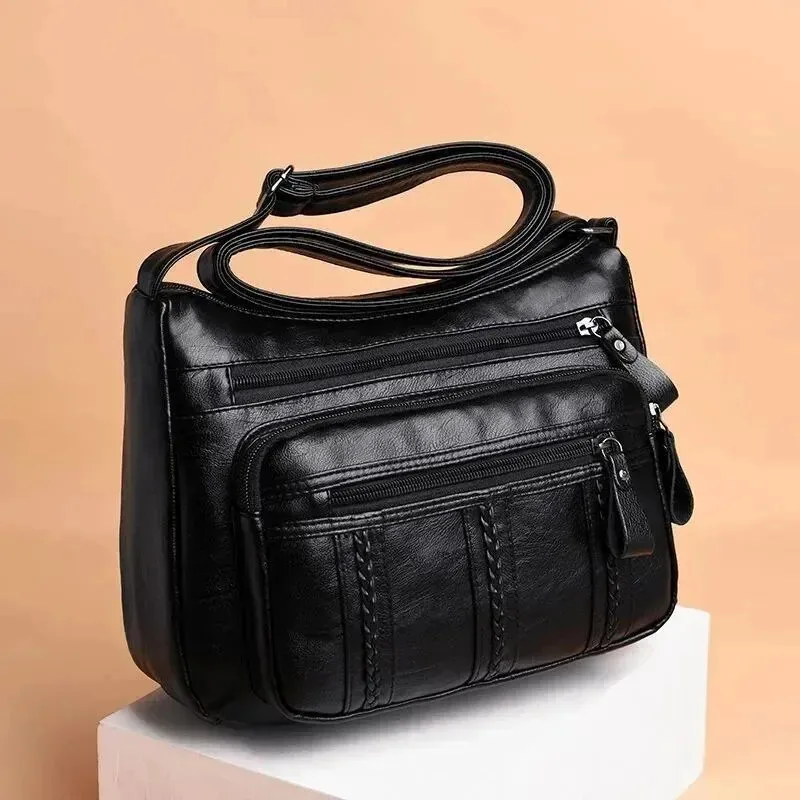 2025 New Collection Lightweight Multi Layer Shoulder Bag for Women Spacious Tote Handbag for Mother Middle Age Ladies Daily Use 4