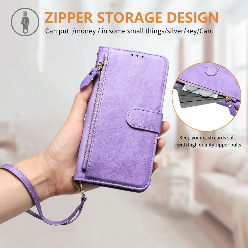 Luxury Leather Phone Case with Wireless Charging and Card Holder Wallet