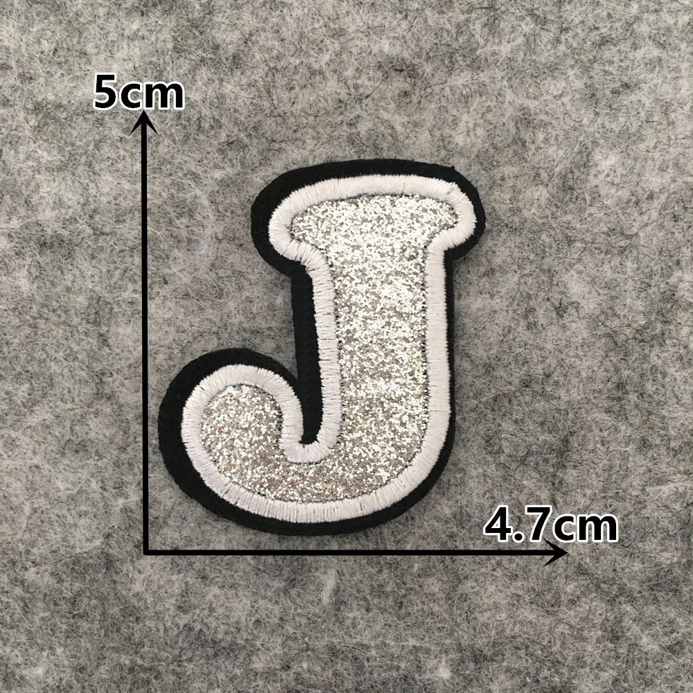 English Silver Letters Embroidery Iron-On Patches - Hot-Melt Adhesive DIY Clothing Embellishments (Set of 26)
