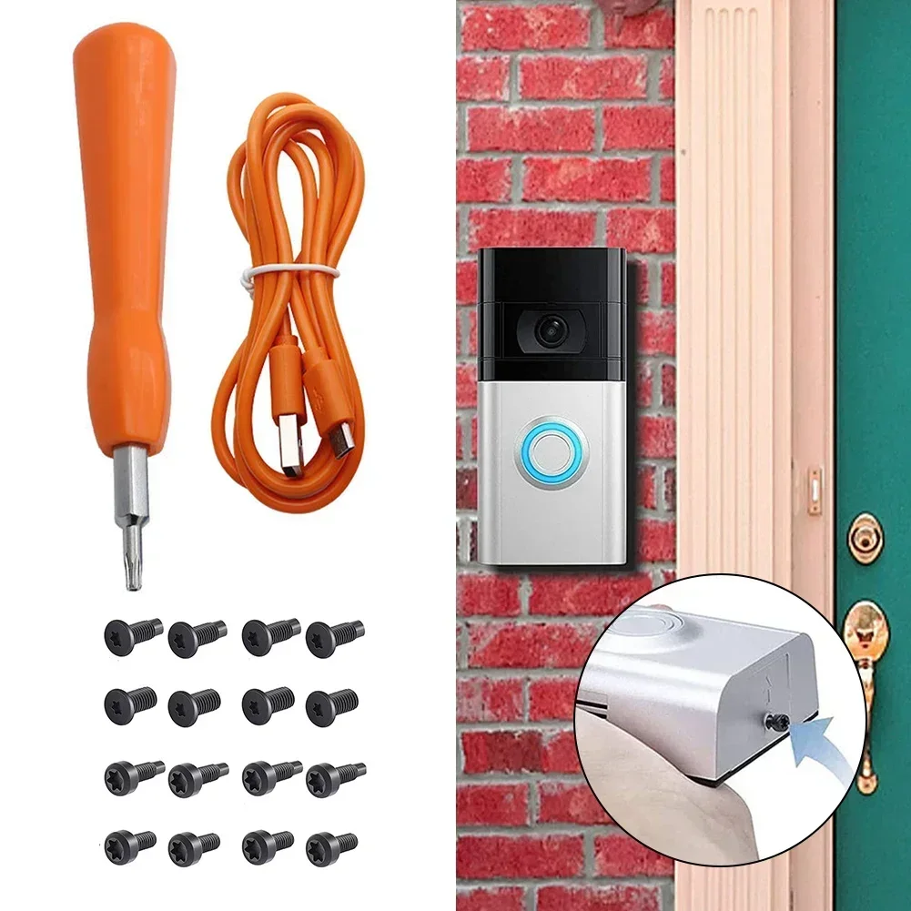 Ring Video Doorbell Screws Disassembly Screwdriver Tool USB Charger Cable Drill With Video Doorbell Replacement Screws Hardwa