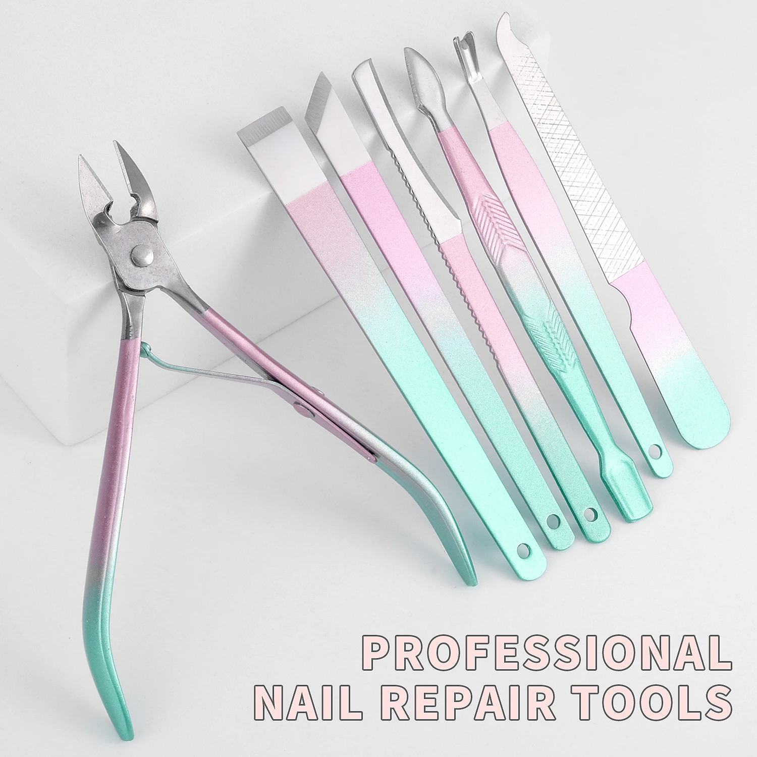 7/12/18 pcs Nail Clipper, Rainbow Chameleon Manicure Nail Kits, Stainless Steel Professional Pedicure Set, Nail Scissors, Nail F 4