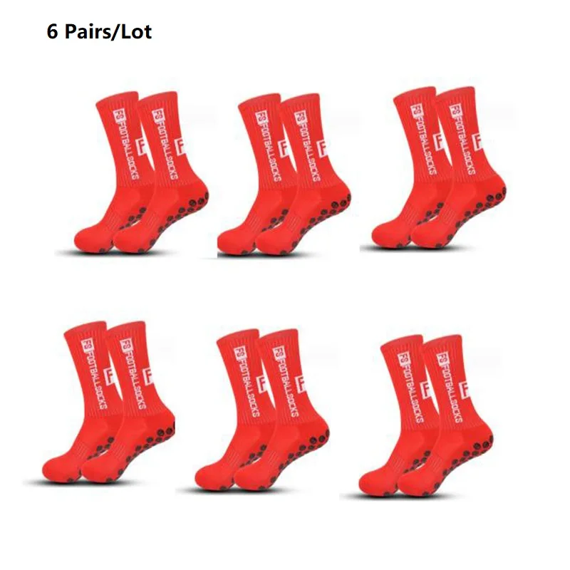 Chaussettes de sport anti-aldes pour hommes et femmes, chaussettes de football, chaussettes de basket-ball, chaussettes de tennis, chaussettes de cyclisme Grip, chaussettes d'équitation, 6 paires par lot