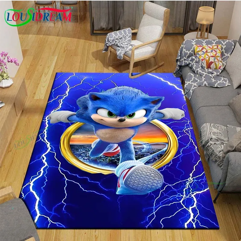 Floor Mat Kids Carpet Decorative Carpet Anime Characters S-Sonics Carpet Living Room Home Sofa Decoration Children Game Large Decor Yoga Mat