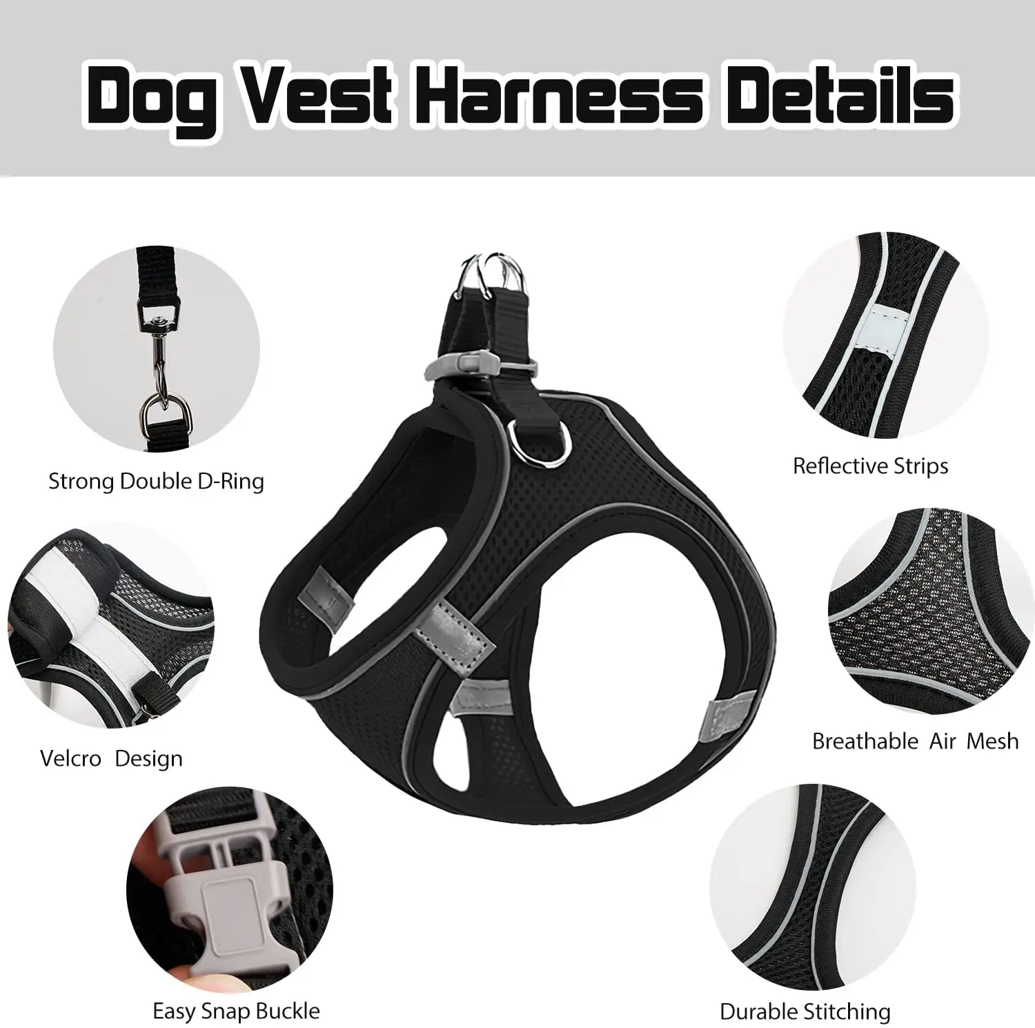 Pet Dog Harness and Leash Set Reflective Breathable Adjustable Comfort Puppy Harness Outdoors Travel Pet Supplies