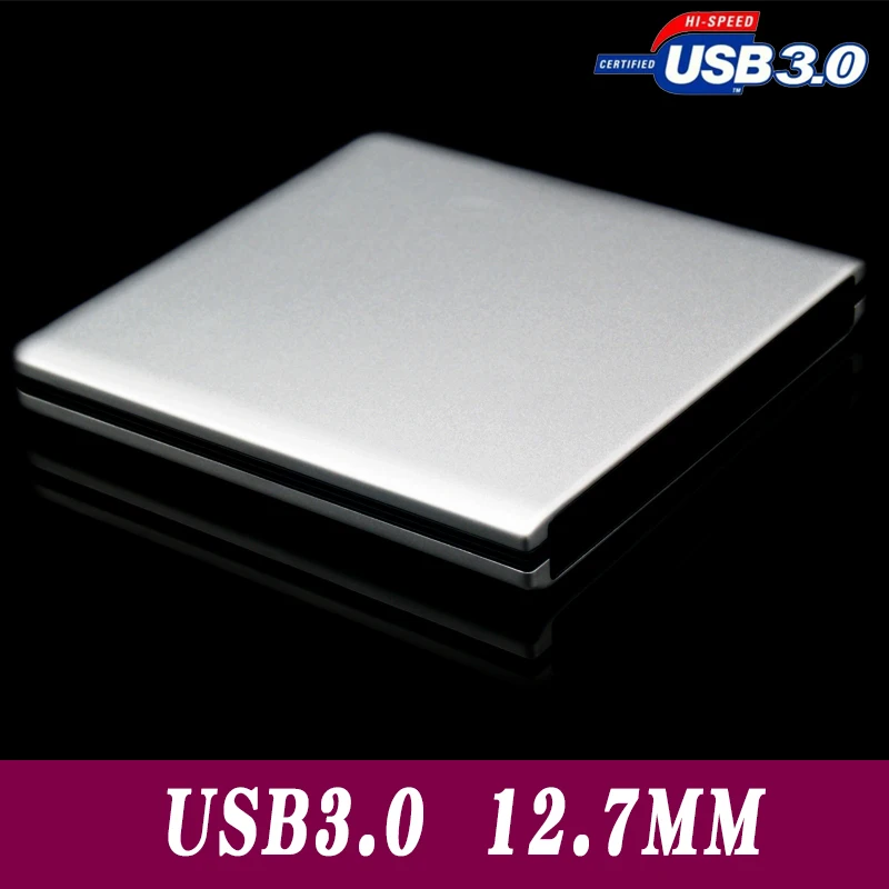 USB3.0 DVD/CD external optical drive box/case for laptop Soft aluminum shell 9.5mm 12.7mm