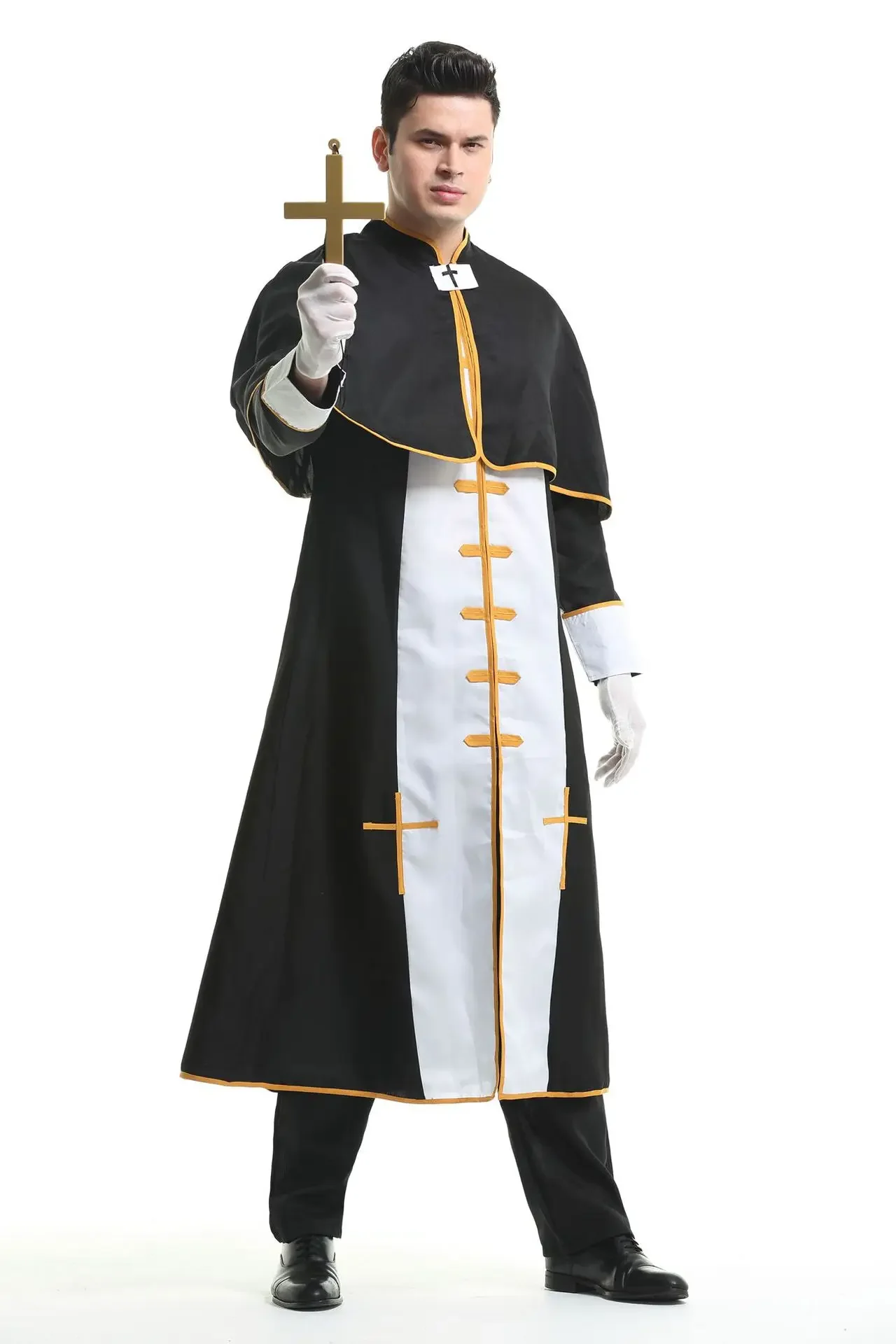 Costume Da Sacerdote Cosplay Di Halloween Abito Fantasia Abiti Neri