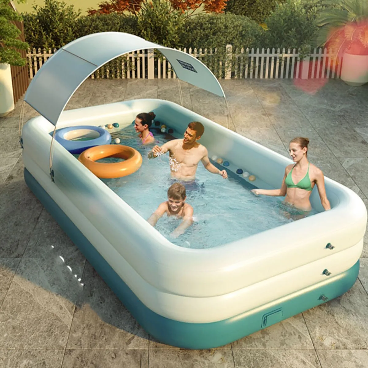 

420CM/210CM 3 Layer Automatic Inflatable Swimming Pool Large pools for family Removable Children's Pool Ocean Ball PVC Bath Kids