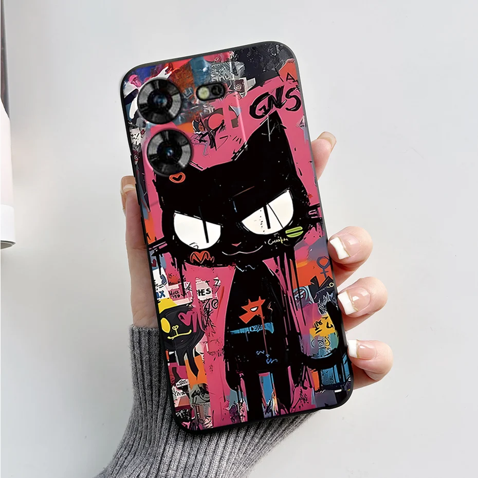 Stylish Black Silicone Phone Case with Pattern - Slim and Soft  Cover