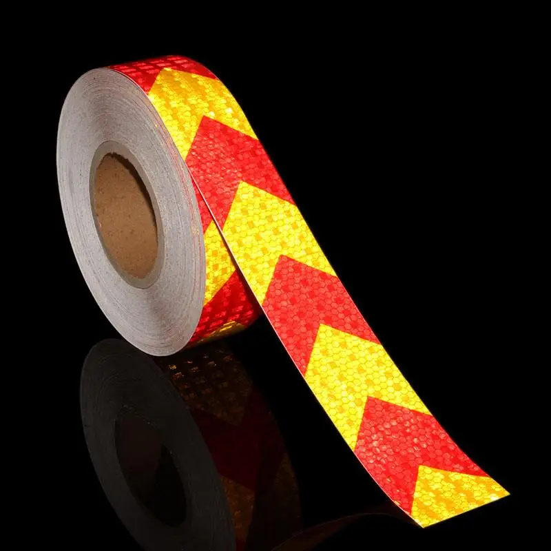 5M Reflective Tape Yellow Black Red Arrow Car Sticker Motorcycle Safety Warning Reflector Tape Adhesive Stickers For Bicycle