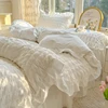 Korean Princess Style Lace Ruffles Bedding Set Skin-friendly Soft Seersucker Duvet Cover Set Bed Sheet Or Bed Skirt Pillowcases 1