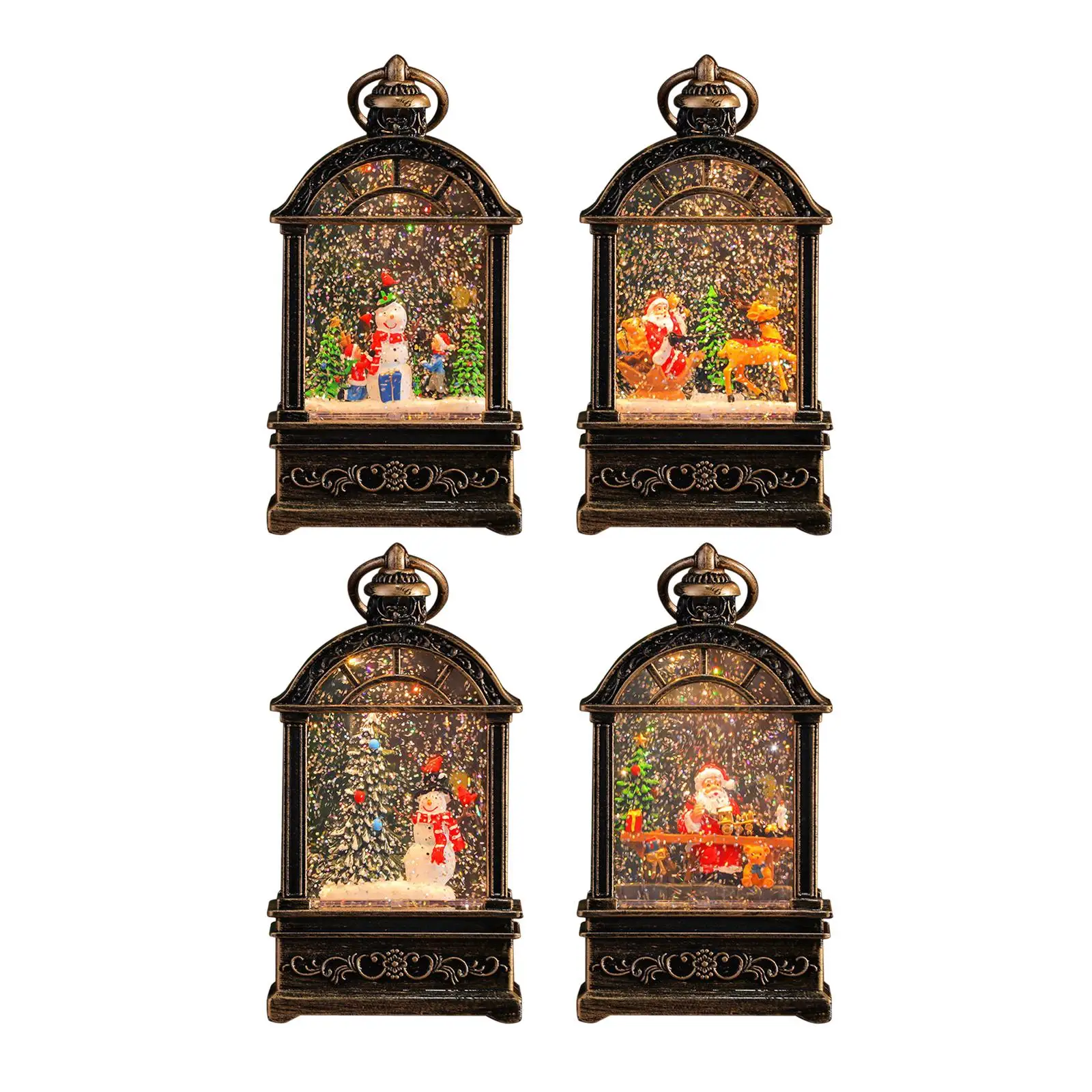 Christmas Musical Snow Globe Lantern for Christmas Decoration,