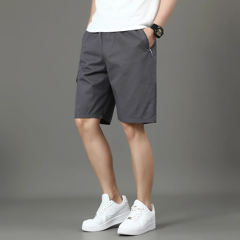 Summer new men's work shorts pocket zip trend versatile casual trousers five work trousers 3