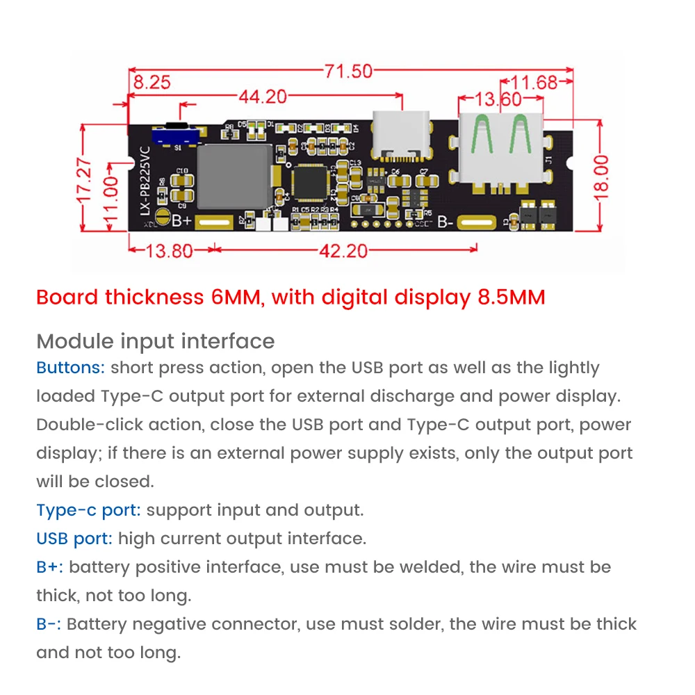 Module Charge Rapide USB-C PD3.0 QC4+ - Pour Batterie 21700 3.7V, Affichage Numérique, Lot De 2