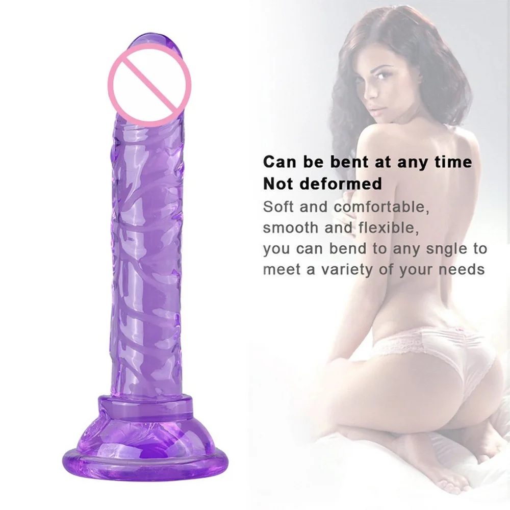 Realistic Clear Silicone Dildo with Strong Suction Cup For Women Anal Vaginal G-Spot Stimulation
