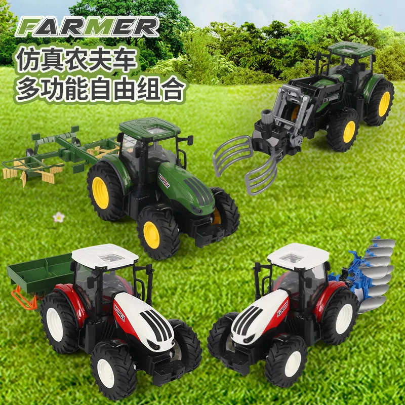 2.4G RC Farm Tractors Car 1/24 Radio Controlled Cars and Trucks with Light Simulated Engineering Truck Model Toys for Children 3