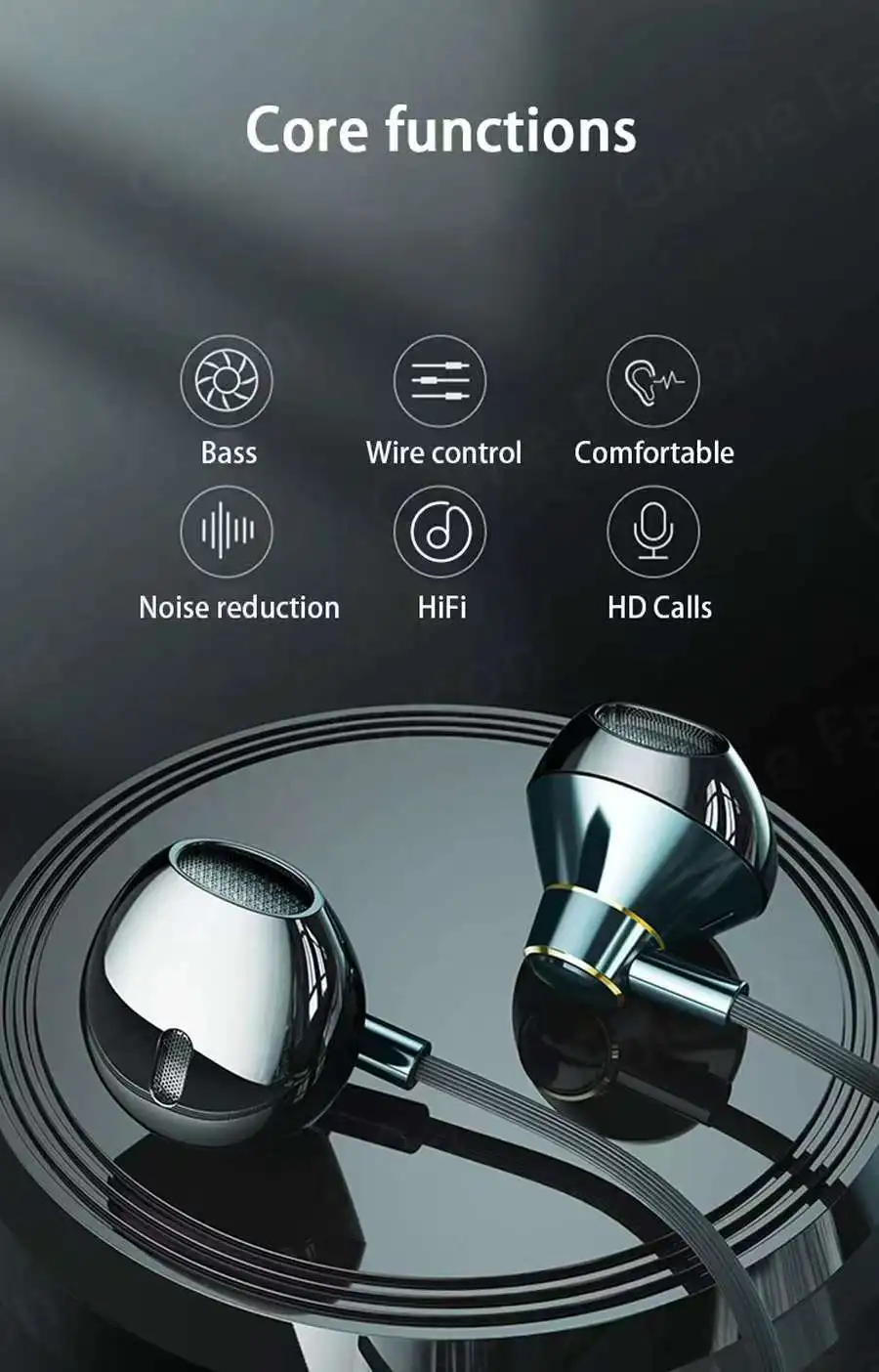 9D Bass Stereo Headphones with Mic - Type C  35mm Earbuds for iPhone  Samsung Galaxy