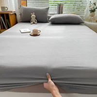 Drap-housse 100% coton avec bande élastique 360, couvre-lit pour simple, Double, King, Queen Size, housse de protection de matelas 2