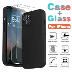 2 - Piece Shockproof Silicone Bumper Case with Tempered Glass - iPhone 12 Mini