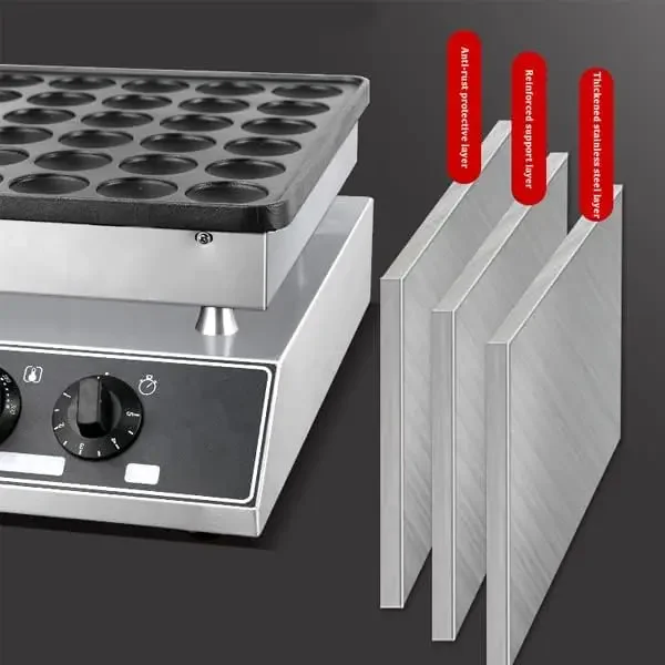 36 Holes Mini Dutch Pancakes Maker 1000W Commercial Muffin Machine Stainless Steel Non-stick Home Muffin Pancake Machine for Bak 4