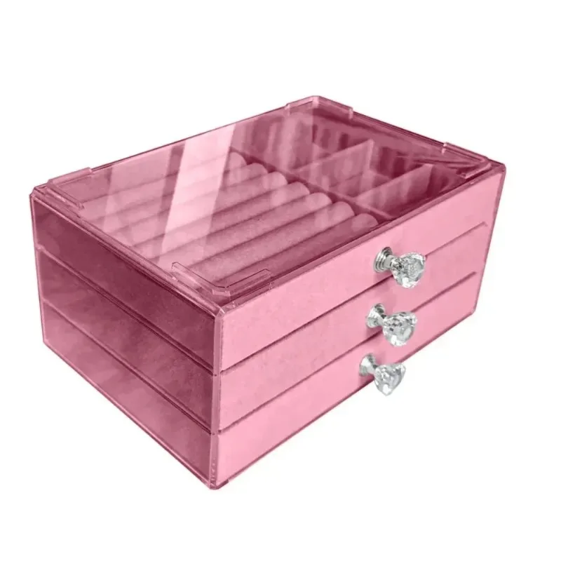 New Capacity High-grade Exquisite Anti-oxidation Three Drawer Desktop Jewelry Bracelet Ring Jewelry Large Storage Box