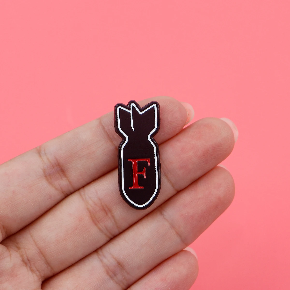 Stylish Black Cartoon Nuclear Bomb Enamel Pin - Perfect Accessory