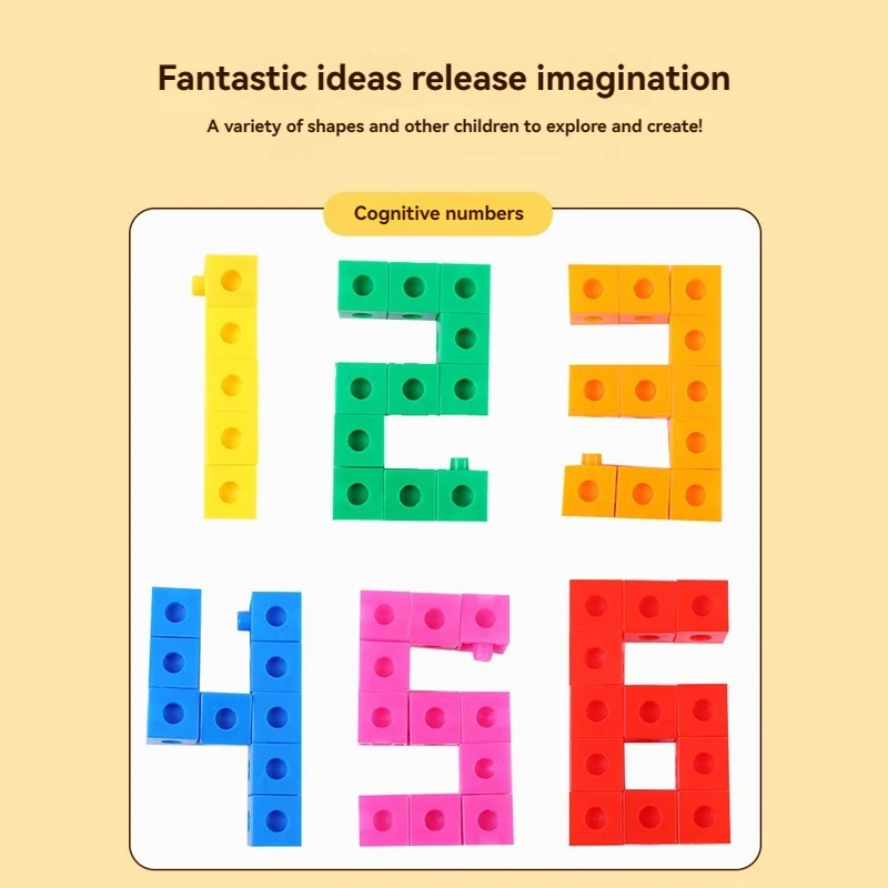 100 PCs Puzzle Early Education Creative Square Particle Arithmetic 2cm Mosaic Connecting Building Blocks Puzzle Toys 3
