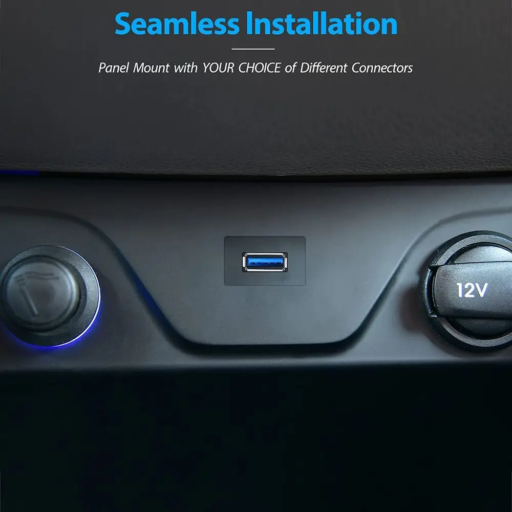 오토바이 트럭 버클 방수 USB 3.0, 자동차 대시 보드 패널 플러시 마운트 익스텐션 케이블