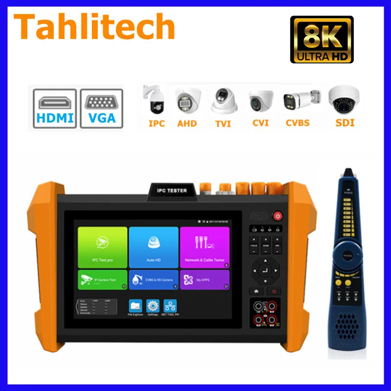 7"ipc Tester Monitor Camera 8k H.265 Multifunctional 7 Inch Cctv Tester