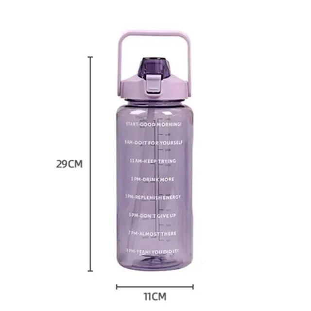 2L Water Bottle With Straw Time Marker Plastic Water Cup Large Capacity Frosted Outdoor Sports Bottles botella de agua 2 litros 6